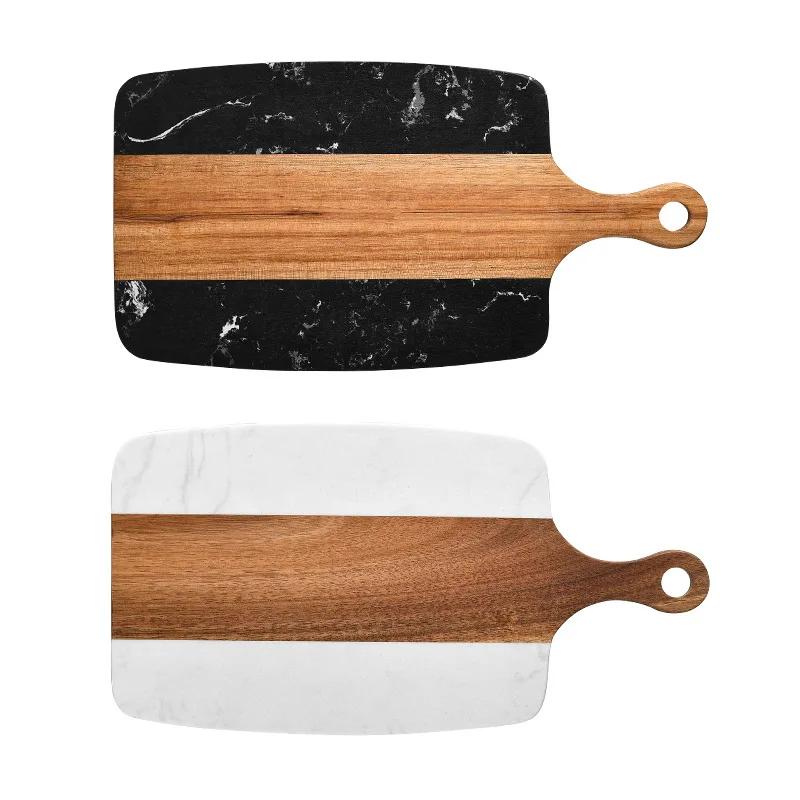 1Pc Wood Chopping Board Bread Marble Cutting Boards Fruit Serving Platter Black Steak Cheese Board Plate Outdoor Kitchen Tools
