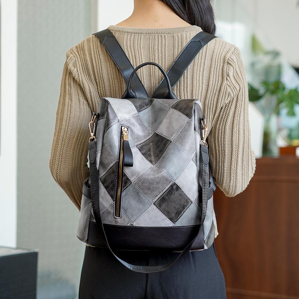 Contrast Color Backpack Women Large Capacity Travel Backpack