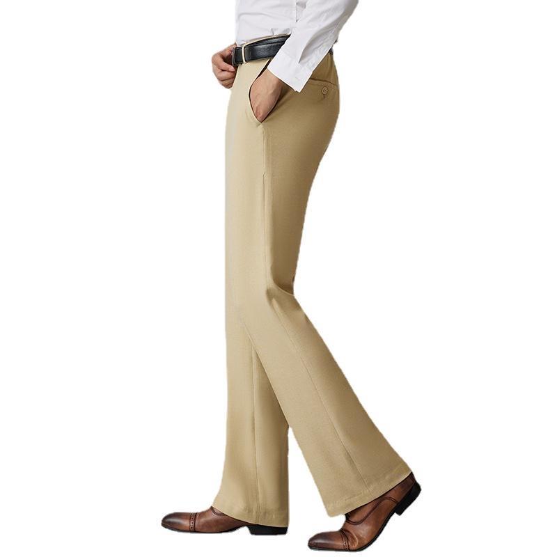 Men Bell Bottom Flare Pants Slim Fit Breathable Stretch Formal Dress Trousers Vintage