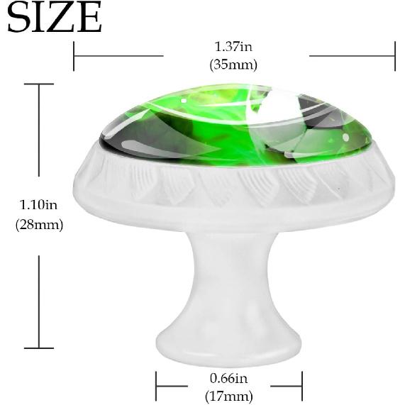 Ручки для кухонных шкафов Круглые декоративные ручки Шкаф Кладовка Ящики Комод Ручка-тяга 4 шт. Зеленое Пламя Футбол