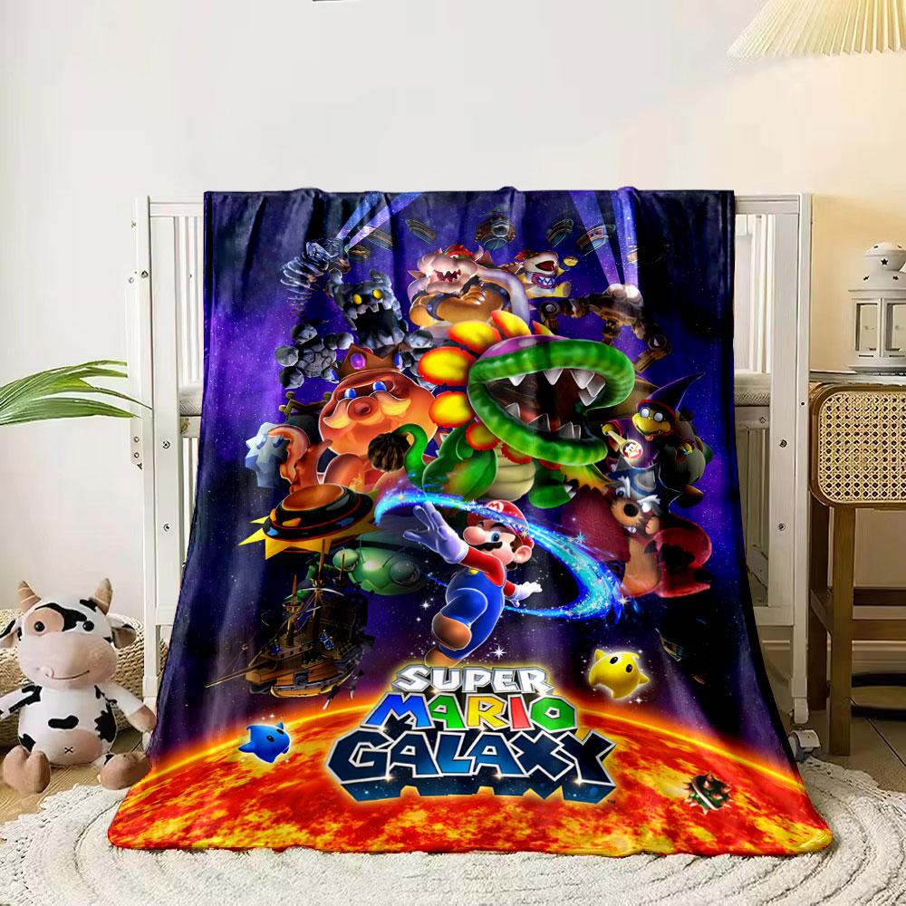 Colorful characters and elements from **Super Mario Galaxy** in space. for all seasons blanket lunch break throw gift