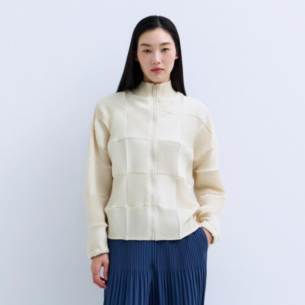 Pleats Me Pique Jersey Square Oblique Zip Up Ppjks025004