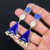 Natural Lapis Lazuli 925 Sterling Silver Wife Handmade Dangling Earrings Jewelry