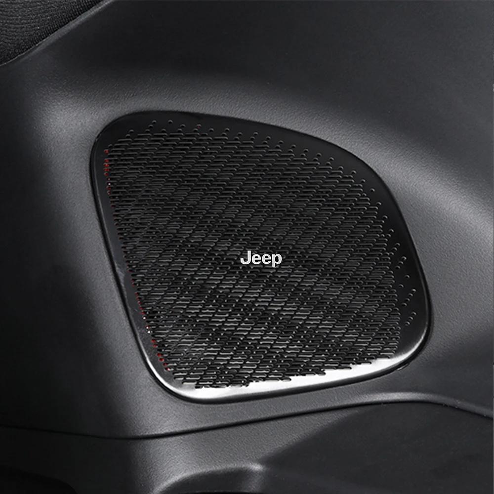 Self-Adhesive 4PCS 3D Aluminum Car Speaker Logo Stickers for Jeep Wrangler Grand Cherokee Compass Auto Interior Decor Accessorie ALP1