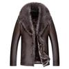 Зимняя мужская одежда из натуральной енотовидной овцы, натуральная кожа, с длинным рукавом и пуговицами, повседневное облегающее пальто с мехом, офисная деловая куртка