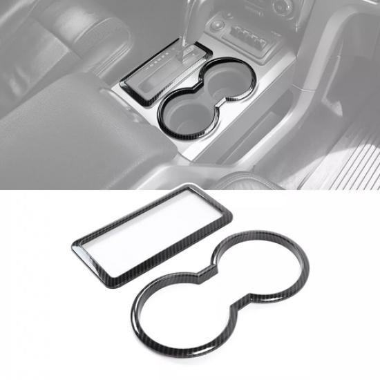 Gear Shift Cover & Cup Holder Trim Frame For Ford F150 2009-2014 Carbon Fiber