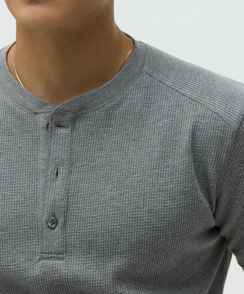 Michikoleondeonseupocheu [2 шт.] Вафельная футболка-henley с мышечным кроем, короткий рукав