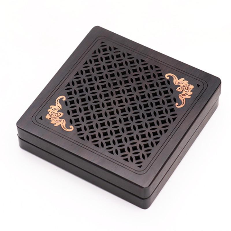 Buddhist Wood Coil Incense Burner Hollow Carved Incense Plate Box Aromatherapy Censer Home Decor