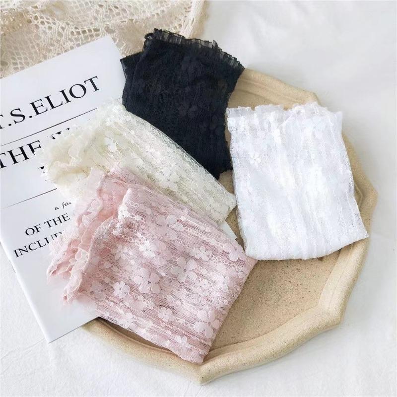 Long Lace Hollow-Out Fingerless Gloves Women Summer Anti-UV Sleeves Mesh Breathable Ice Silk Mittens Oversleeve Driving Cycling