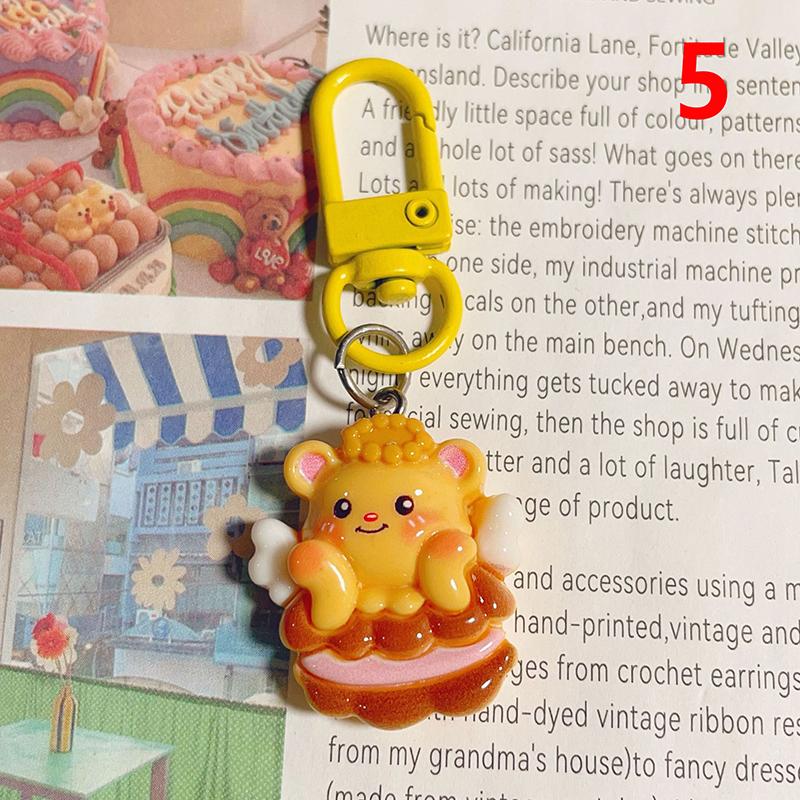 Милый брелок для ключей в виде медведя из смолы, кулон на сумку, брелок с изображением мультфильма, ювелирные изделия для женщин, рюкзак, подвески, аксессуары для декора