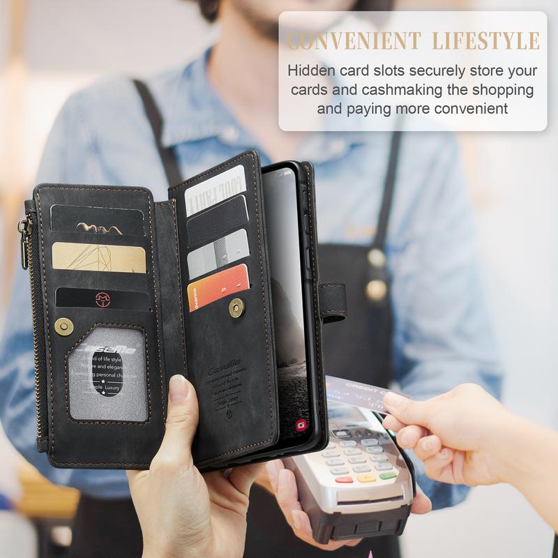 Leather Zipper Wallet Case For Samsung Galaxy A14 A15 A16 A17 A24 A25 A33 A34 A35 A36 A53 A54 A55 A56 A71 A72 4G 5G Phone Cover