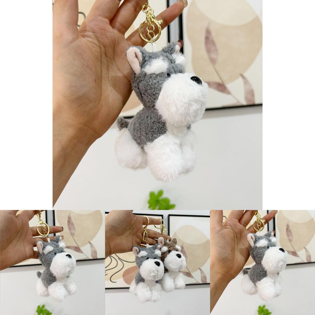 Adorable Schnauzer Plush Keychain Cute Dog Stuffed Animal Bag Charm