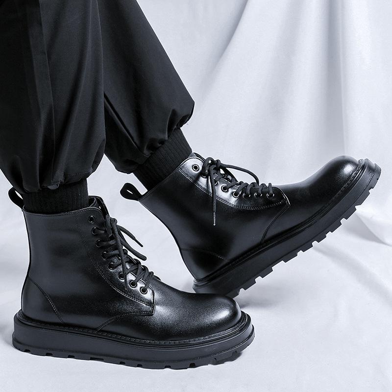 Ботинки Мартин мужские в британском стиле новые универсальные кожаные ботинки на высокой платформе средней высоты, рабочие ботинки 22727-R
