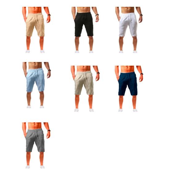 Casual Men Shorts with Adjustable Drawstring Solid Color Soft Breathable Elastic Waist Loose Fit Shorts with 2 Side Pockets