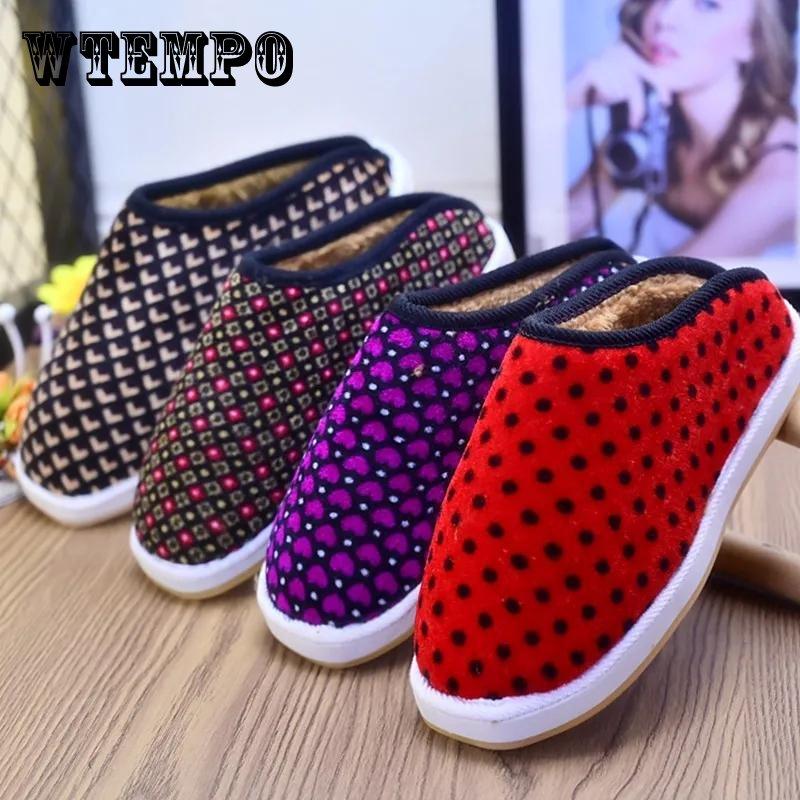 Women Winter Slippers Non Slip Home Plus Size Men Slides Thick Warm Cotton Shoes Women Slippers
