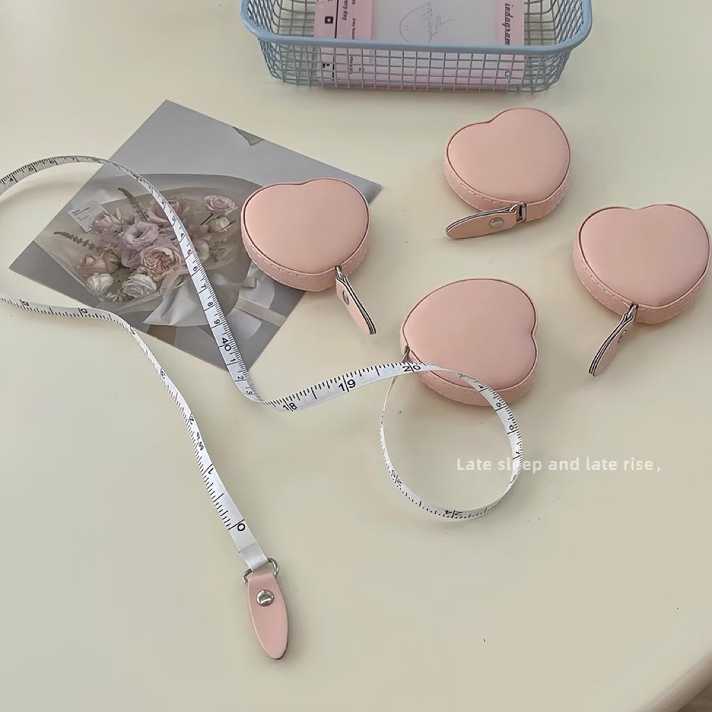 1pc PU Leather Love Small Tape Measure Waist Bust Tape Measure Home Measuring Cloth Ruler 59.06 Inch Multi-Function Mini Rule