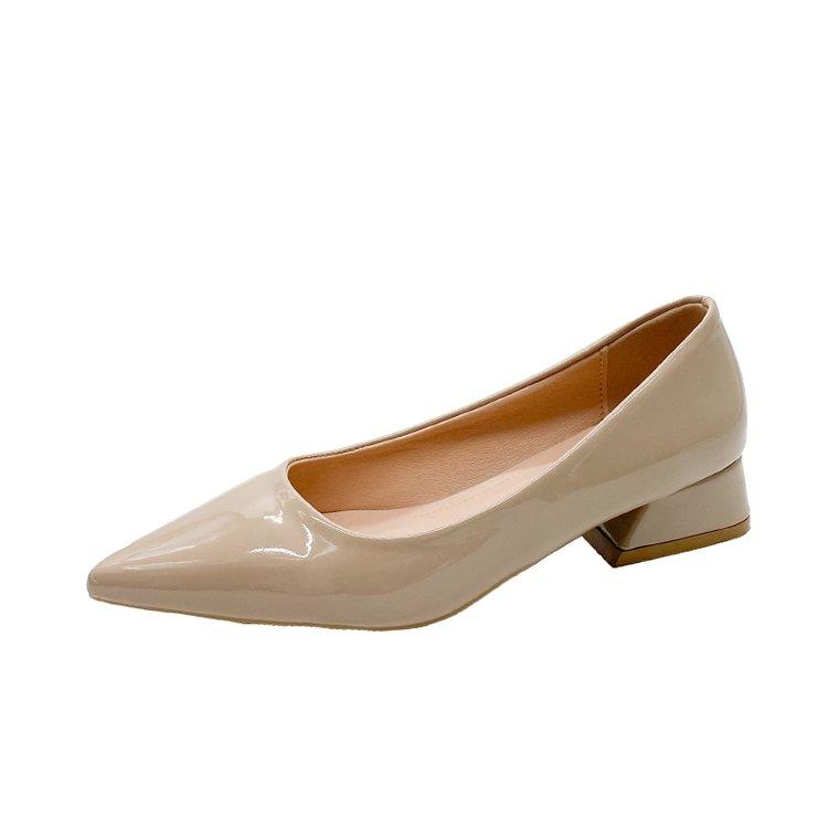 Новые женские туфли из лакированной кожи, туфли на толстом каблуке, высокие каблуки, женские темпераментные туфли с острым носком, сексуальные свадебные туфли-лодочки