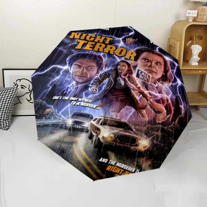 The Revenge of Michael Myers Print Automatic Umbrella, 8 Rib Iron Frame, Plastic Handle, Suitable for Outdoor Travel &Daily , Ideal Gift
