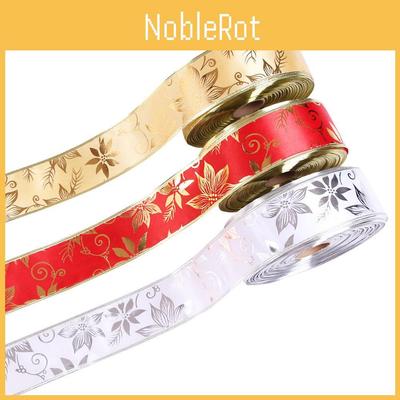 Изысканная 2-метровая лента для рождественской елки, украшенная цветочным дизайном с золотыми пионами