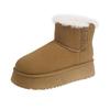 2024 Luxury Winter Women Short Plush Warm Snow Boots Casual Shoes New Suede Fur Chelsea Ankle Boots Flats Platform Ladies Shoes