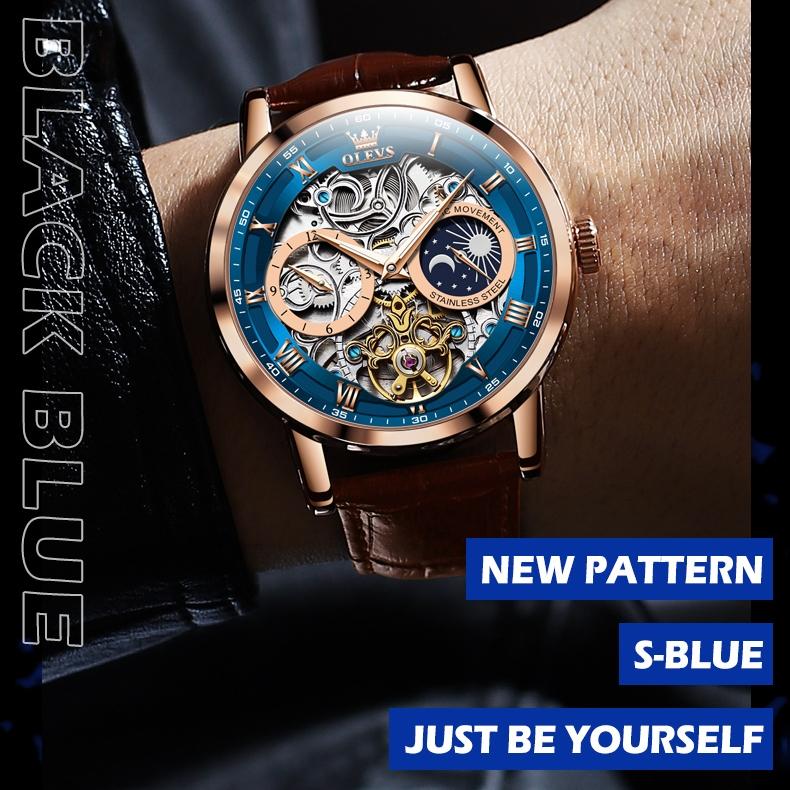 OLEVS Брендовые часы Механические часы Многофункциональные мужские часы с большим циферблатом Мужские часы