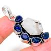 Natural Rainbow Moonstone, Topaz Gemstone 925 Sterling Silver Pendant 1.93" r8Q95