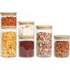Food Storage Container with Sealed Bamboo Lid, Transparent Glass Jar with Sealed Lid, Kitchen Food Storage Room Storage 60/48oz
