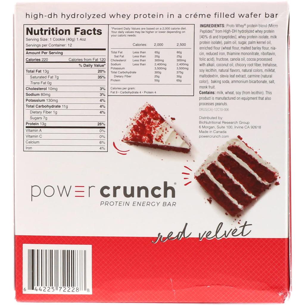BNRG Power Crunch Protein Energy Bar, Red Velvet, 12 Packs, 40 G (1.4 Oz) Each