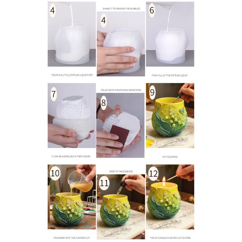 Гибкая силиконовая форма с цветочным узором и бабочками для ручного изготовления изделий из цемента, бетона, декоративных цветочных горшков и для создания изделий из смолы