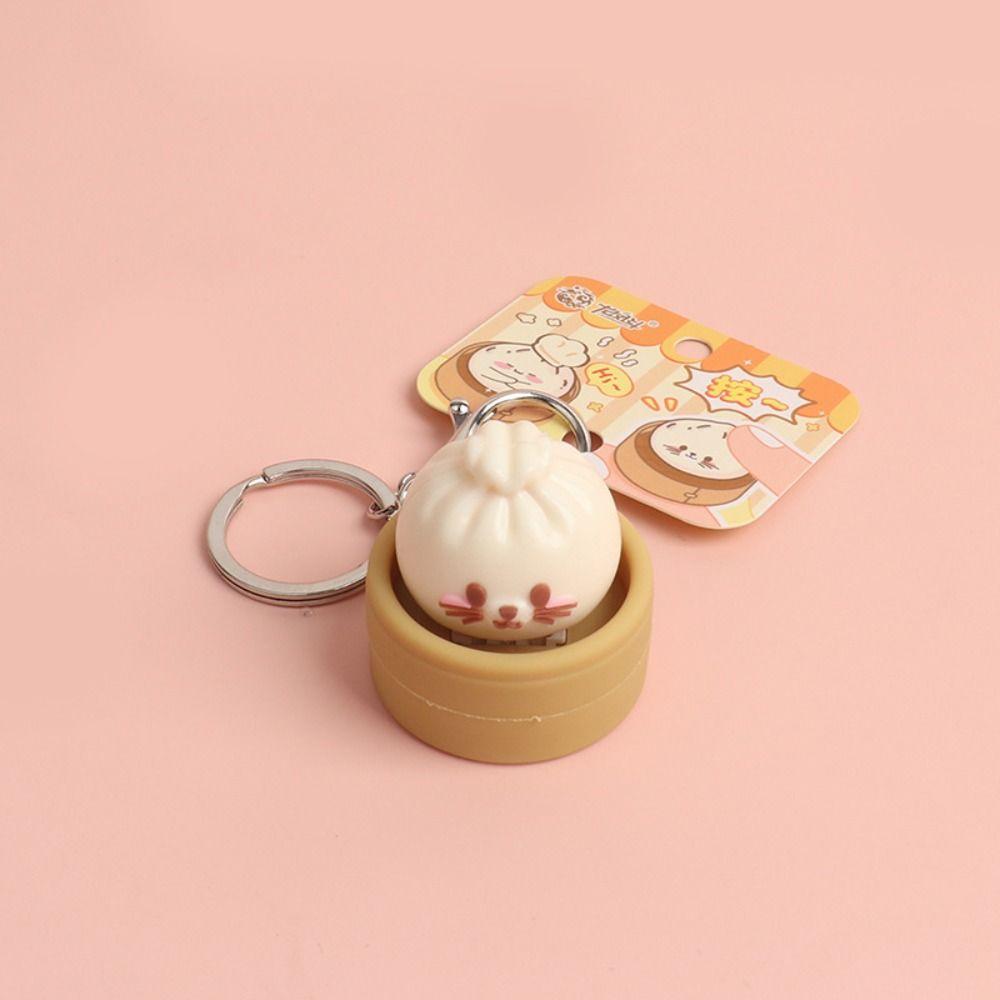 Sensory Steamed Bun Keychain Pendant Keyboard Fidget Toy Backpack Charm Clicker Keychain Kids Toy
