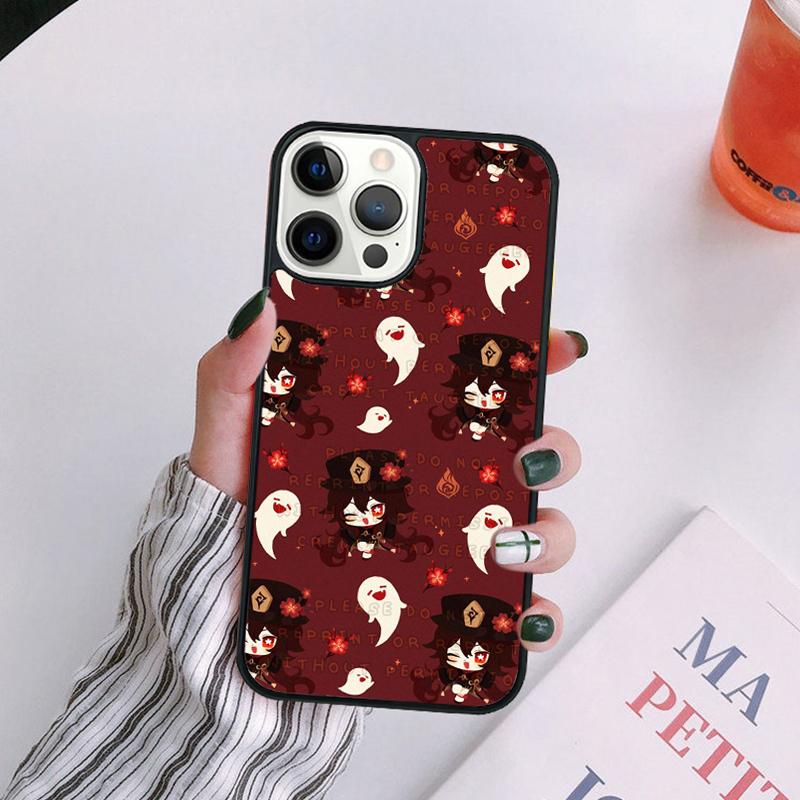 Cartoon Hu Tao Genshin Impact Phone Case For iPhone 17 Air 14 13 12 16Pro Max 15 11 Plus Max Cover Shell coque