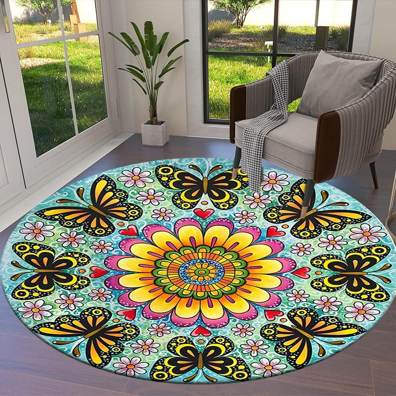 1pc Office Carpet Chair Mats Butterfly Mandala Artwork Perfect for Decorating Office Chairs, Living Rooms, Or Bedrooms.YDT256