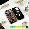 Чехол для телефона с леопардовым принтом для iPhone 17, 16, 15, 14, 13, 12, 11 Plus, Pro, магнитный с Magsafe, беспроводная зарядка