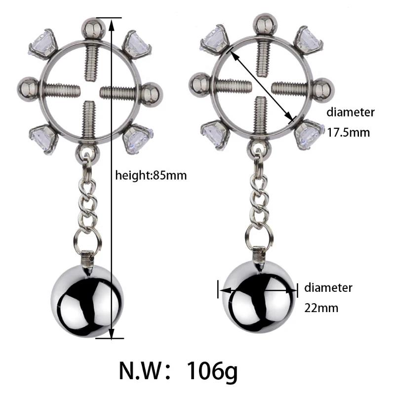 BDSM Bondage Sex Nipple Clamp Stainless Steel Breast Clamp Clips Metal Nipple Shaking Clamps Breast Clip Sex Slaves Sex Shop 18+