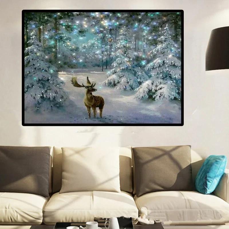 2024 Новинка 5D DIY Рождественский Алмазный Узор Олень Алмаз Зимняя Алмазная Вышивка Крестом Домашний Декор