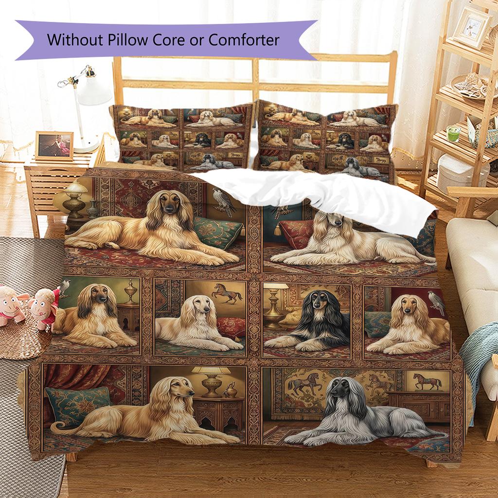 Cute Flower Puppy Pattern Bedding,Quilt Set Quilt Cover Pillowcase Home Birthday Gift (1 * duvet cover + 2 * pillowcase, without core)