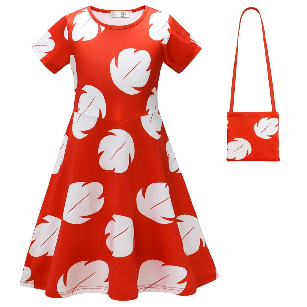 New Star Baby Lilo And Stitch Lilo Cos Girls Short Sleeve Dress + Bag