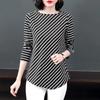 2022 Plus Size Women's Long Sleeve Striped T-Shirt - Loose Fit, Fashionable Spring/Autumn Top for Moms