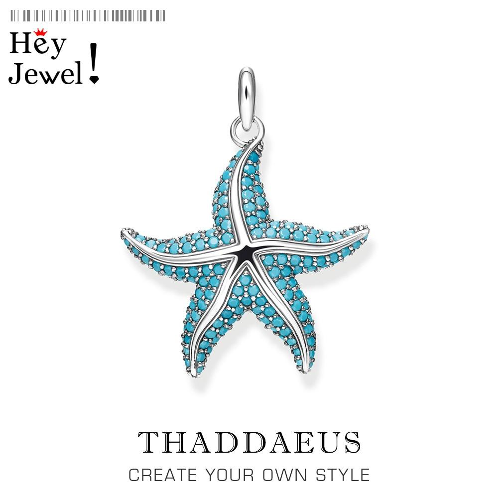 Pendant Blue Oceanstar , Fine Jewelry Secrets Of The Deep Sea Europe Bijoux Accessories 925 Sterling Silver Gift For Woman