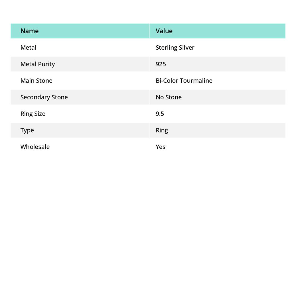 Natural Bi-Color Tourmaline 925 Sterling Silver Jewelry Ring Size 9.5 J5I10