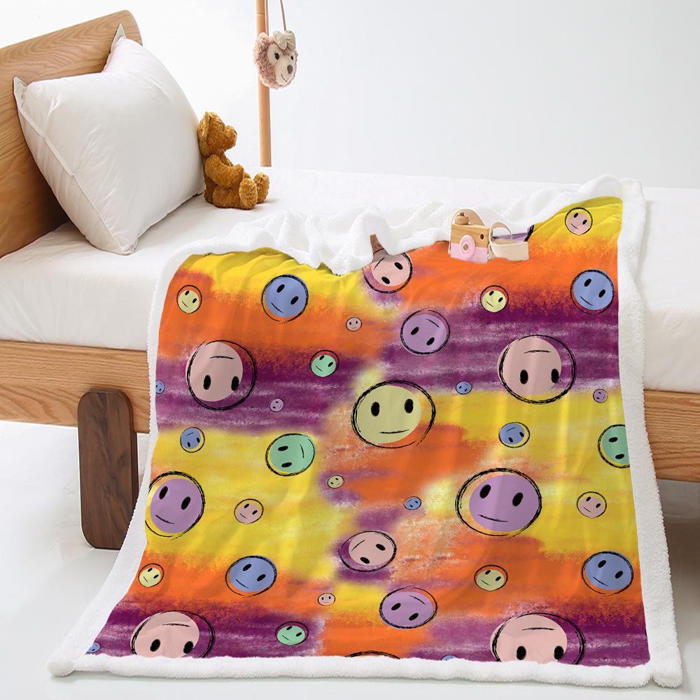 Cartoon Smiley Face Blanket Home Textiles Lamb Fleece Crystal Fleece Blanket Student Blanket Blanket Batch