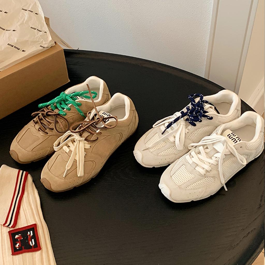 Виноградная Мама Лондонский Колледж~ Кожаные шнурованные универсальные дышащие повседневные туфли на плоской подошве в стиле Форреста Гампа женские спортивные тренировочные туфли