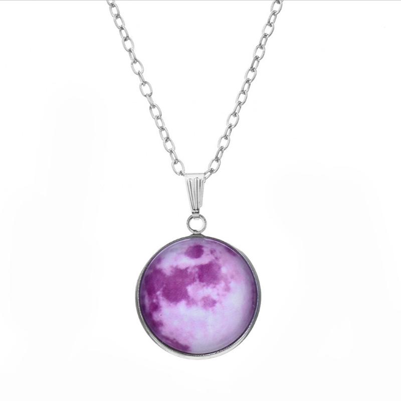 Серебряное бронзовое покрытие, модное стеклянное подарочное кабошон, подвеска в виде Луны, цепочка, светится в темноте, ожерелье с планетой галактики, новое звездное небо, унисекс, 1 шт., Вселенная