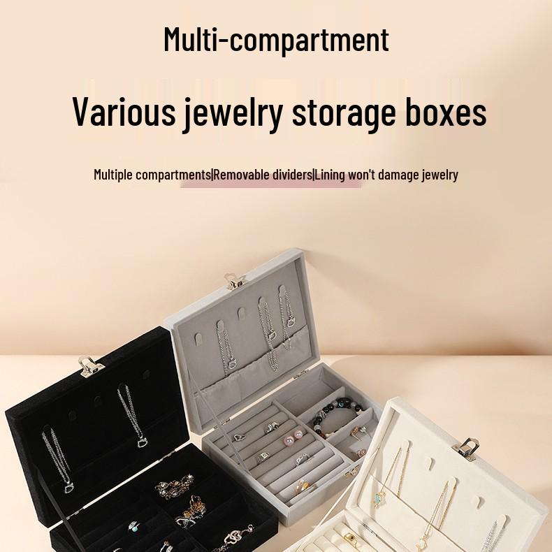 New High-End Jewelry Box with Buckle: Large Capacity Drawer for Necklace & Earrings