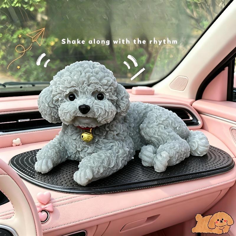 New Car Decorative Pet Accessories Silicone Teddy Dog with Anti Slip Pad Simulation Gadget Center Console Automobile Decoration