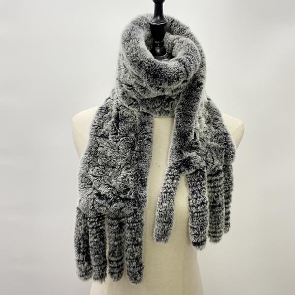 Шарф из натурального кроличьего меха, женские зимние теплые шали, модные клетчатые вязаные шарфы из натурального меха Bufanda, роскошный дизайнерский шарф