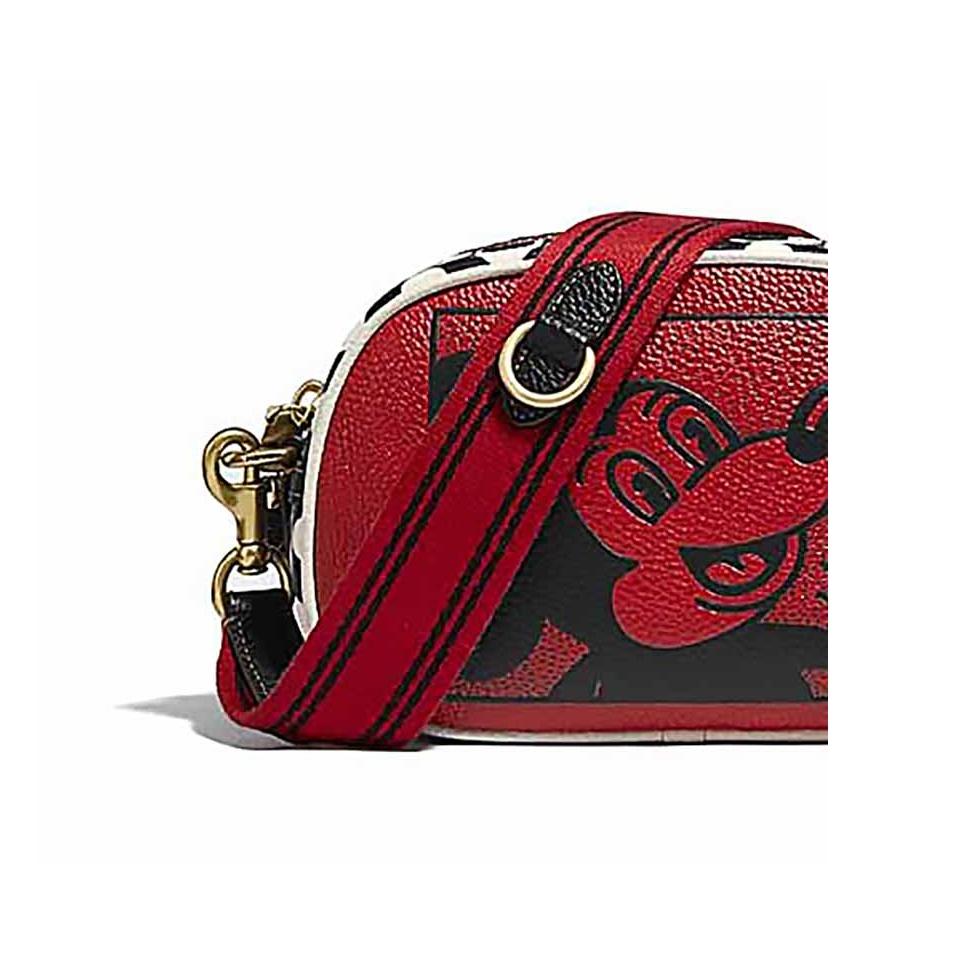 Coach X Disney X Keith Haring Коллаборация Камера 19 Значок Форма Микки Кожаная Сумка для Камеры Женская Сумка на Плечо Красная C1141-B4RGO