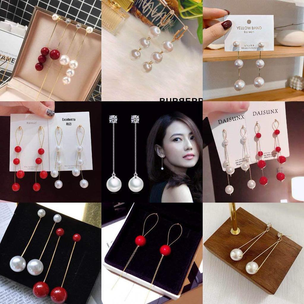 Элегантные корейские серьги-пусеты с кисточками из жемчуга Дондэмун - игла из серебра 925 пробы, дизайн с сохранением цвета для женщин