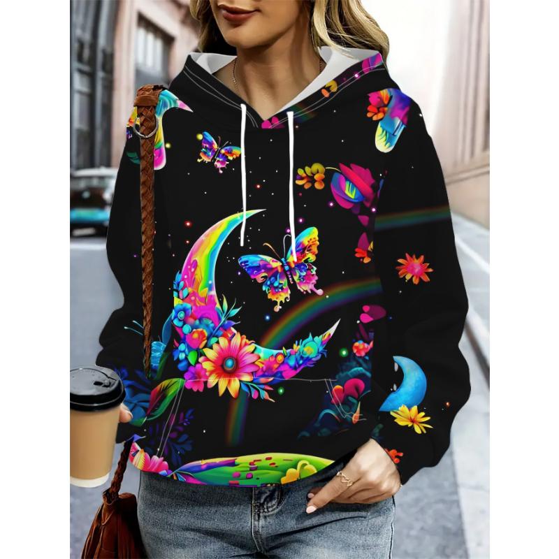 Women's Sweater Fashion Floral Print Autumn and Winter Women's Hoodie European and American Casual Jacket Versatile
