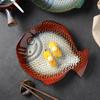 Fish Shape Ceramic Dinner Plate Sushi Plates Fruit Tray Salad Bowl Soup Plate Steak Plates Sashimi Disc Dessert Bowl Snack Dish